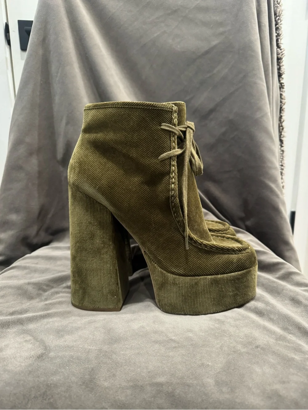 Jessica SimpsonOlive Green Platform Ankle Boots - Women's Lace-Up Heeled Booties
